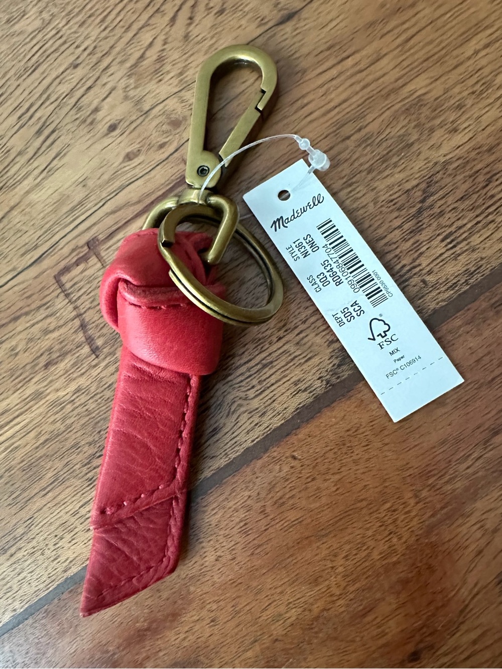 ☀️ New! MADEWELL Sydney Key Fob — Rosy Hibiscus Leather Keychain